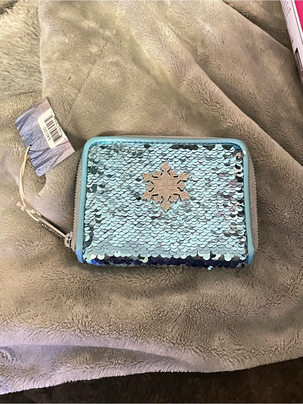 Disney Frozen lounge fly Sequin Zip Wallet - Aqua Blue